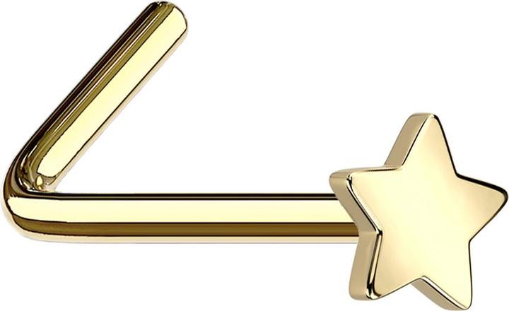 Immagine prodotto Star Piercing Borchia da naso angolata placcata oro con stella (senza ottone, Titanio G23)