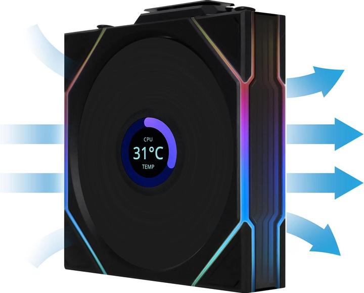 Actual product image Lian-Li UNI FAN TL Wireless LCD Lüfter, ARGB, PWM, 3er-Pack inkl. Controller - 120 mm, schwarz (120 mm, 3 x)