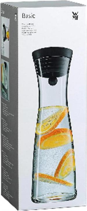 Produktbild WMF Wasserkaraffe 1l Glaskaraffe Karaffe Basic Kippdeckel schwarz (1 l)