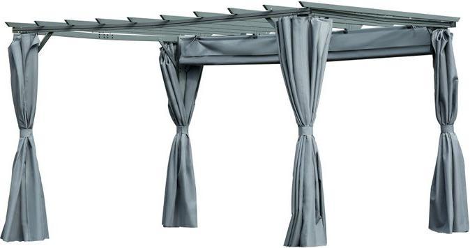 Actual product image Swisshandel24 Pergola gazebo with adjustable fabric roof polyester steel grey 3.6 x 3 x 2.27 m (300 cm, 360 cm)