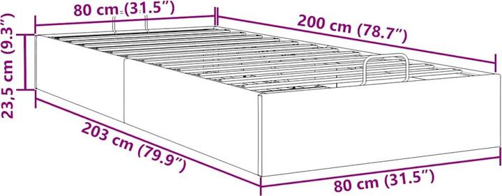 Actual product image VidaXL Ottoman bed without mattress Light grey 160x200 cm fabric (160 x 200 cm)