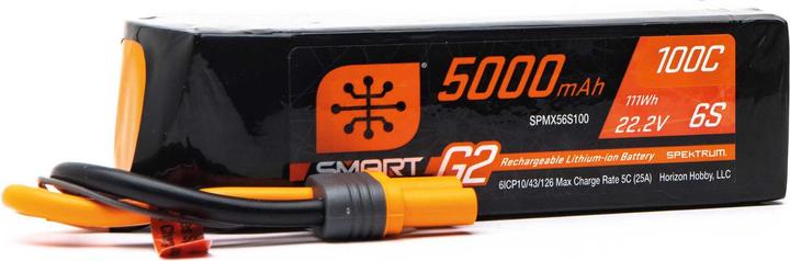 Spektrum LiPo Pack 5000mAh 6S 22.2V Smart G2 LiPo 100C IC5 (22.20 V, 5000 mAh)