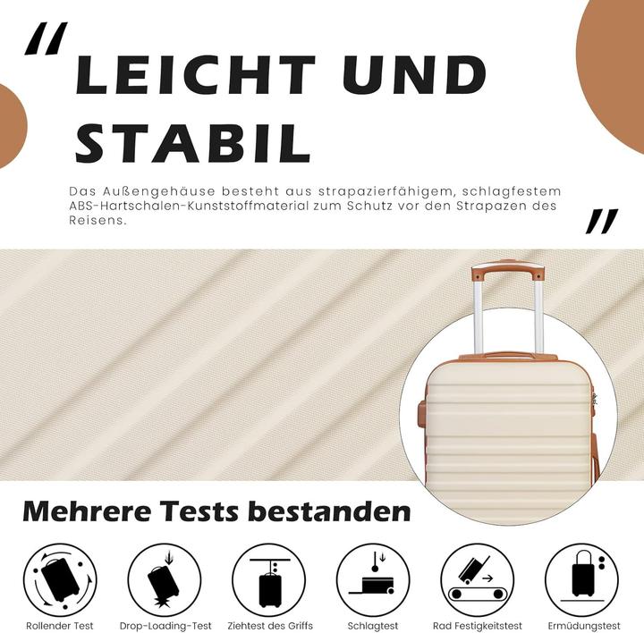Produktbild Coolife 5-teiliges Reisekoffer Set (38 l, Handgepäck (bis 50l), M (50 - 90l), L (90 - 115l))