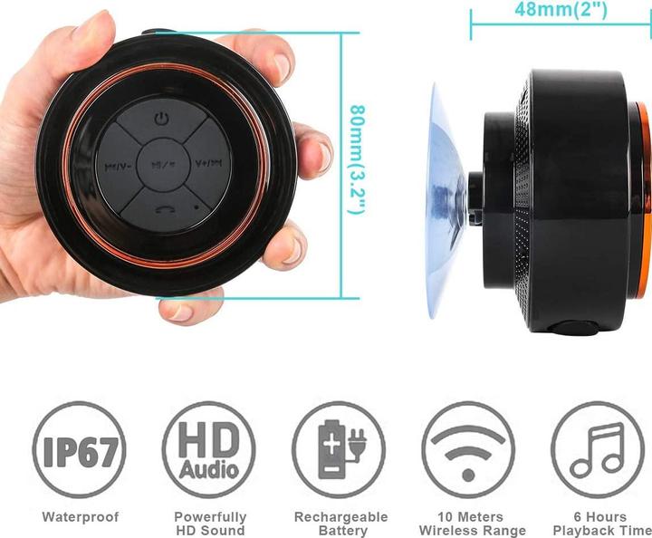 Image du produit Haissky Haut-parleur de douche Bluetooth (12 h, Fonctionnement sur batterie)
