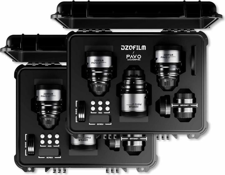 Produktbild Dzofilm Pavo 2x Anamorphic 6-Lens Kit (28/32/40/55/75/100mm T2.1/T2.4) for PL/EF Mount (S35) metric (PL, C-Mount, APS-C / DX)