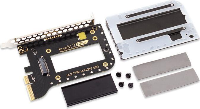 Produktbild Aqua Computer kryoM.2 RGBpx PCIe 5.0 x4 Adapter für M.2 PCIe SSD, M-Key, mit Passivkühler