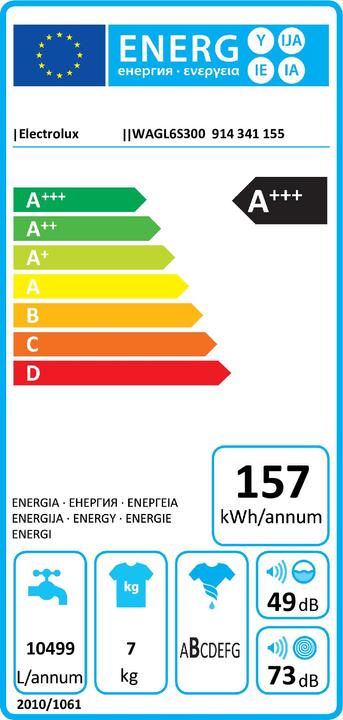 Energie-Label Electrolux WAGL6S300 (7 kg, Links)