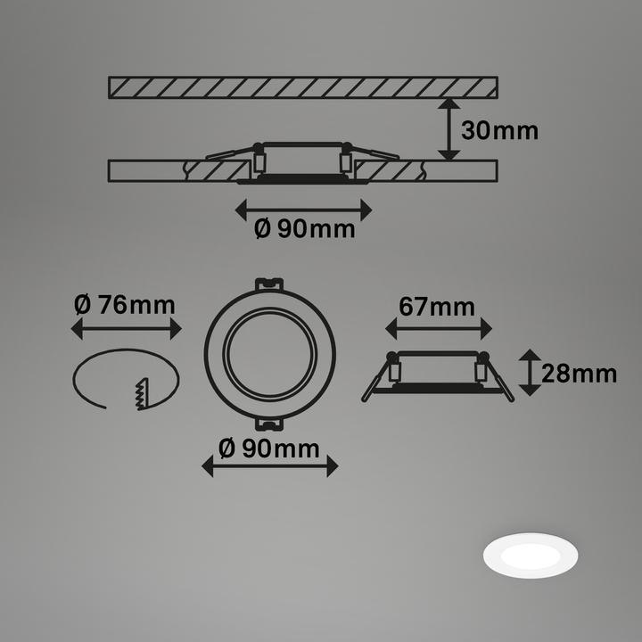 Image du produit Briloner Jeu de 3 lampes LED encastrées ultraplates - Flat star