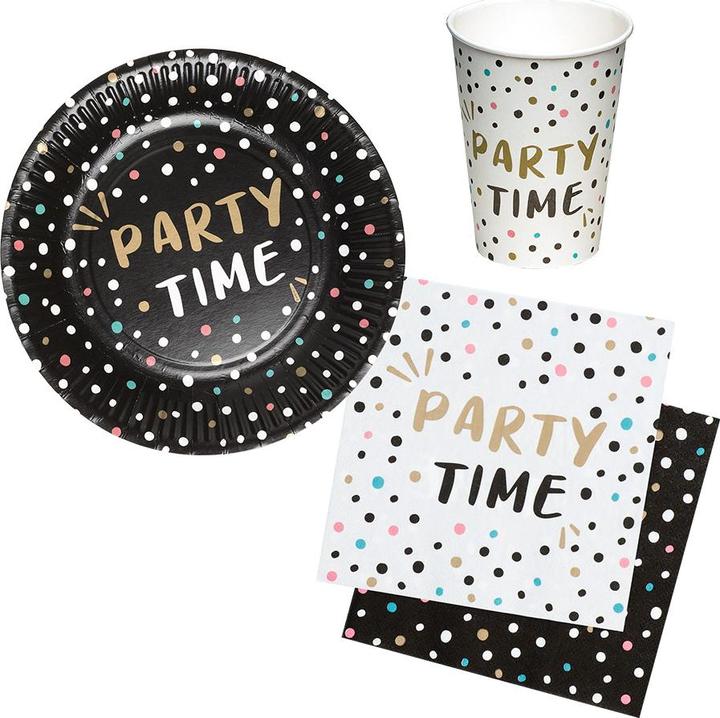 Produktbild Boland Partyset Party Time: 6 Teller 6 Becher 12 Servietten