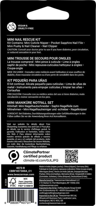 Nutritional values and ingredients Tweezerman Small nail emergency