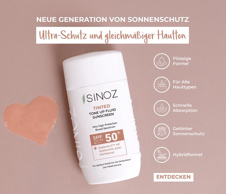 Produktbild Sinoz Tinted Tone Up Fluid Sunscreen (Sonnenlotion, SPF 50+, 50 ml)