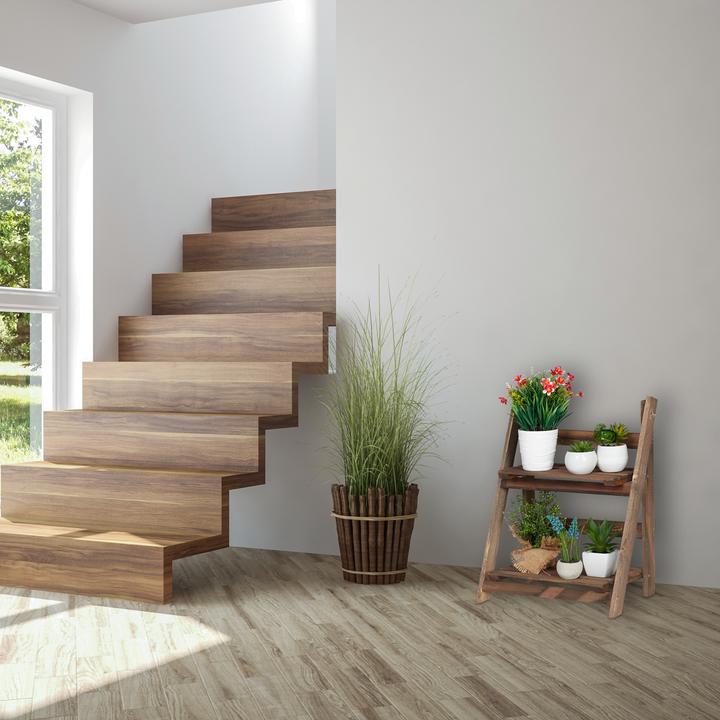 Actual product image Relaxdays Dark Brown Wooden Plant Rack