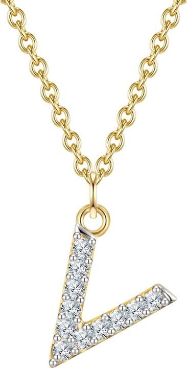 Produktbild Glanzstücke München Damen Buchstabe V Sterling Silber Zirkonia Gelbgold 45,0 cm Basiskette + 5,0 cm Verlängerung - 32106 (Sterling Silber, 40 - 45 cm)