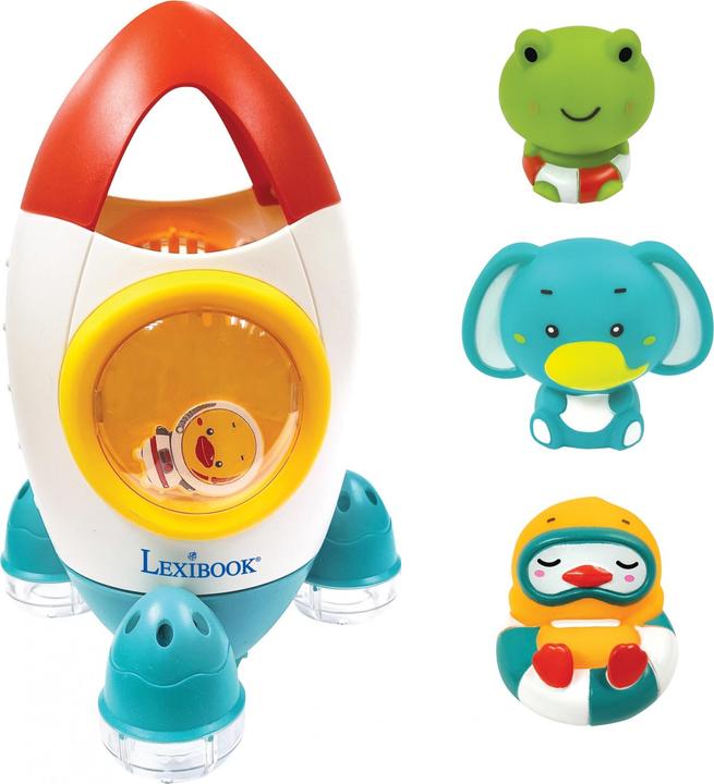 Actual product image Lexibook Space rocket bath toy set with 3 squeezable animals