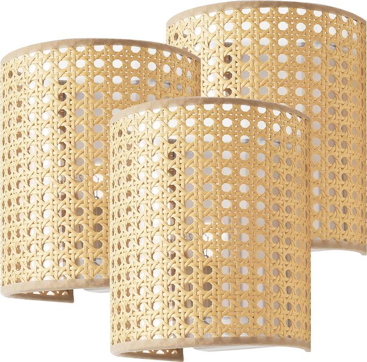 Produktbild Lux.Pro Wandleuchte Ascot 3er Set Rattanoptik (E27)