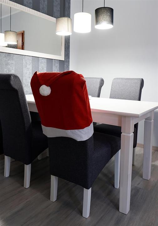 Actual product image Novaliv Christmas Chair Covers Set of 6 I Red I Father Christmas Hat I Chair Covers Dining Room Christmas