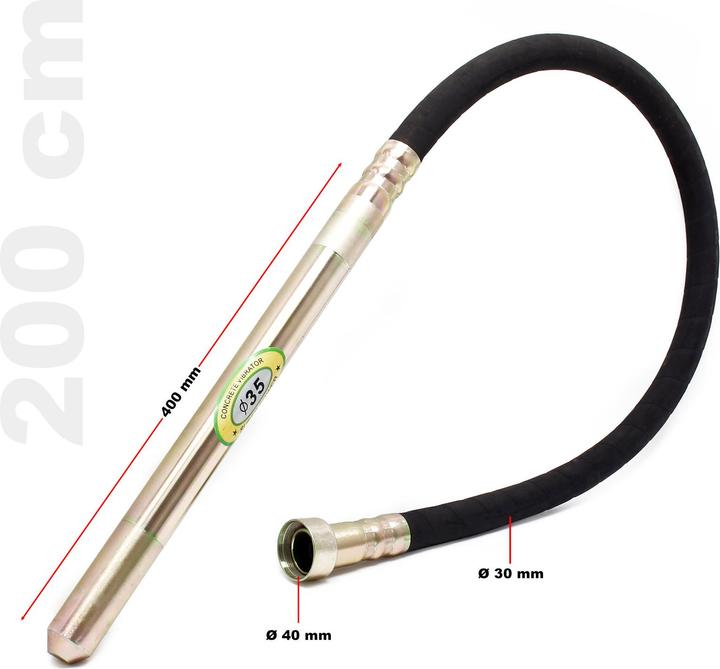 Immagine prodotto Wiltec Vibratore elettrico portatile per calcestruzzo da 580 W con bottiglia di poker vibrante da 200 cm