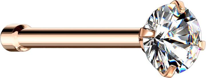 Produktbild Star Piercing Nasenstecker gerade rosegold runder Kristall silber gefasst (Chirurgenstahl 316L)