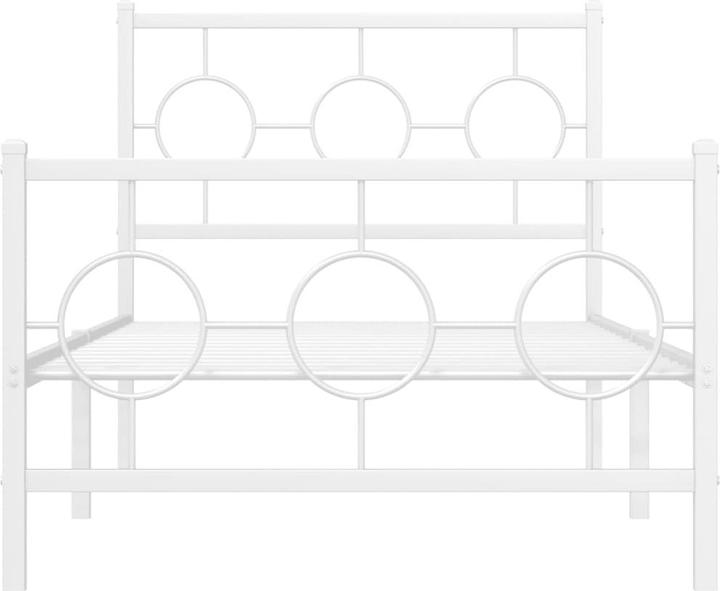 Produktbild VidaXL Bettgestell Kopfteil Fussteil Metallbett Bett Einzelbett Weiss 90x200cm (90 x 200 cm)