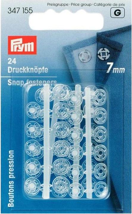 Image du produit Prym Bouton-pression à coudre, transparent 7 mm, carte 24 pcs.