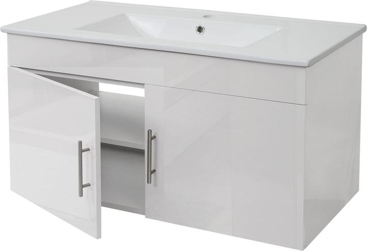 Produktbild Mendler Waschbeckenunterschrank, Waschtischunterschrank Waschtisch Unterschrank Badmöbel, hochglanz 90cm wei