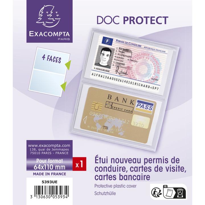 Image du produit Exacompta Etui de protection pour carte crédit ou carte de visite PVC lisse 20/100e - Cristal (1 x)