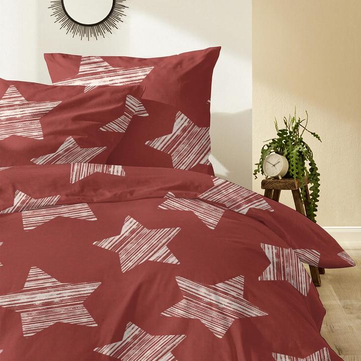 Actual product image Enrico Coss Fine fibre bed linen stars red (Bedding set, 135x200 cm + 80x80 cm)