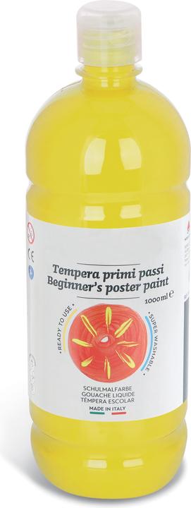 Produktbild trendmarkt24 Temperafarbe sonnengelb wasserlöslich 1l Kinder +3 Jahre Plakatfarben Kindergarten (Gelb, 1000 ml)
