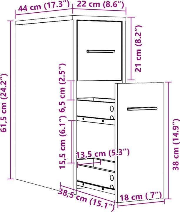 Immagine prodotto VidaXL Mobile bagno stretto con rotelle