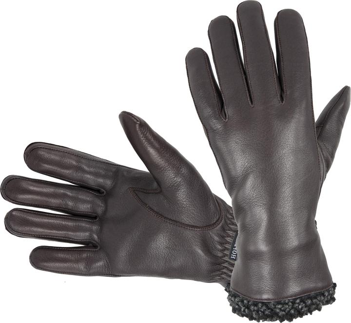 Immagine prodotto Hofler Lederhandschuhe für Damen, aus A-Grade Leder mit warmem Fleece lining, coffee braun (8.5)