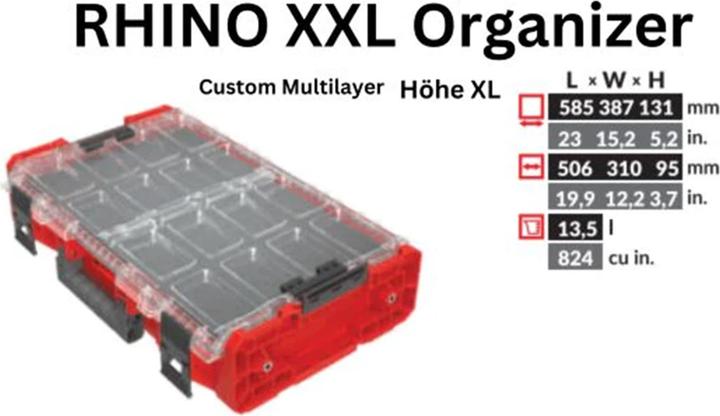 Produktbild Tool Brothers Toolbrothers RHINO ONE Organizer XL 2.0 MFI RED Ultra HD Custom Organizer 582 x 387 x 131 mm 13,5 l