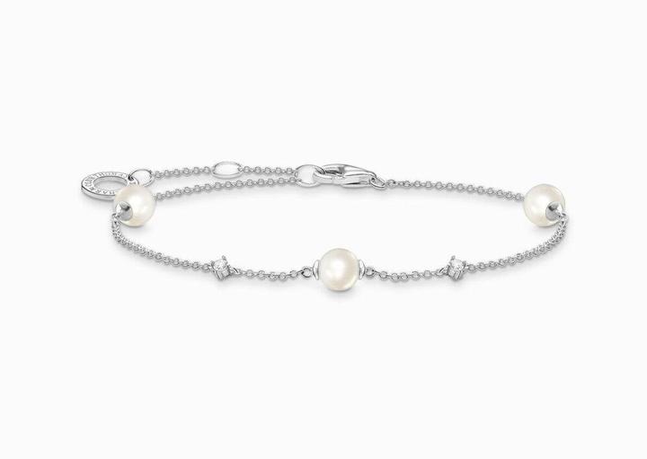 Produktbild Thomas Sabo Armband Perlen mit weissen Steinen silber (19 cm, 925er Silber)