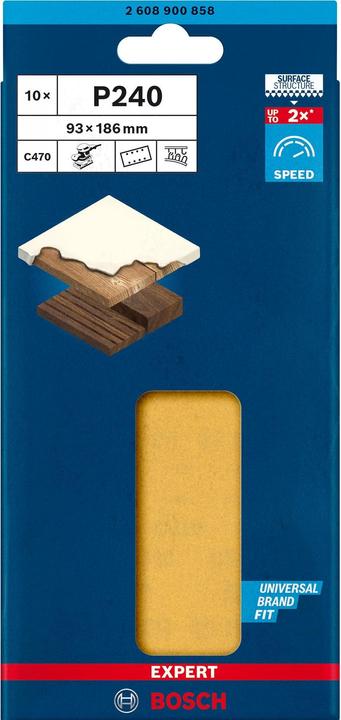 Actual product image Bosch Professional Zubehör Expert C470 Sandpaper with 8 holes for orbital sander, 93 x 186 mm, G 240, 10 pcs. (240)
