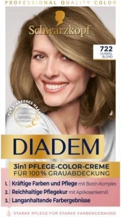 Actual product image Schwarzkopf Diadem, 3in1 Care Colour Cream, Hair Dye 722 Dark Blonde, 1 pc. (722 Dark blonde)