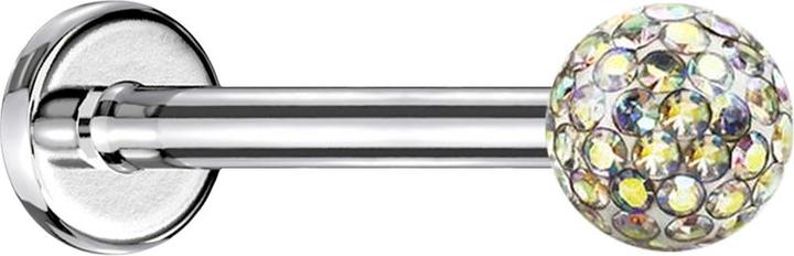 Produktbild Star Piercing Micro Labret silber mit Kristallkugel multicolor und Epoxy Schutzschicht (ohne Messing, Chirurgenstahl 316L)