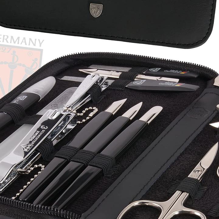 Actual product image Kellermann Germany Manicure Set Nail Set Cinisello 16pcs Genuine Leather Black