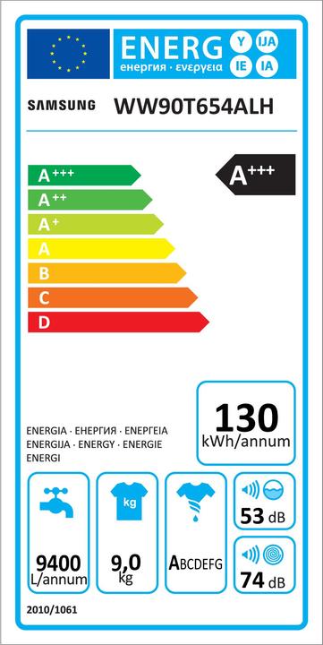 Energy Label Samsung WW90T654ALH/S5 (9 kg, Left)