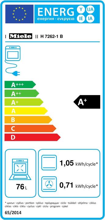 Etichetta energetica Miele Forno con display con testo in chiaro, termometro per alimenti e PerfectClean H 7262 B