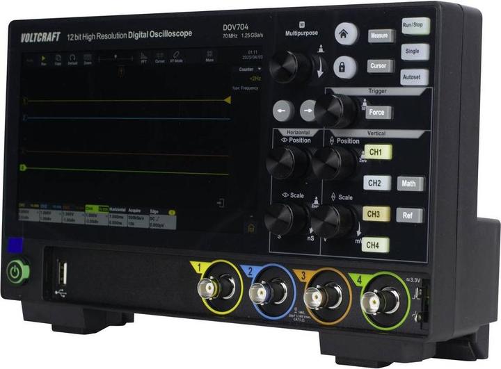 Produktbild Voltcraft DOV704 Digital-Oszilloskop 70 MHz 4-Kanal 1.25 GSa/s 50 Mpts 12 Bit D (CAT II)