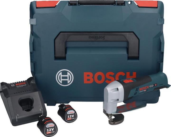 Image du produit Bosch Professional Bosch GSC 12V-13 Cisaille à tôle sans fil 12V avec clé hexagonale + 2x batterie 3,0 Ah + chargeur