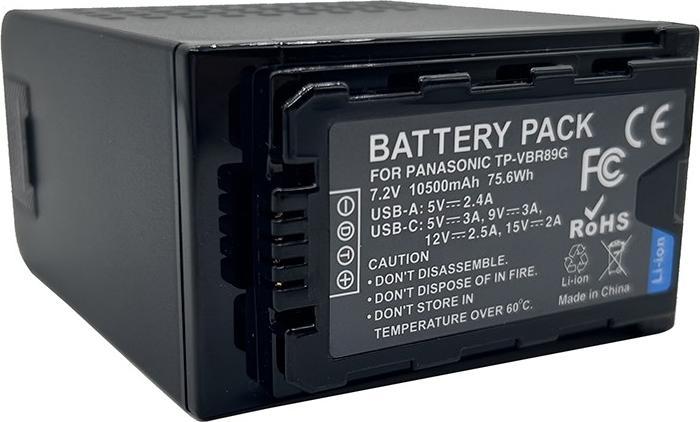 Actual product image Acconic Battery f. Panasonic AG-VBR89G AU-EVA1 AG-DVX200 AG-UX90 AJ-PX270 with USB port USB-C / USB with