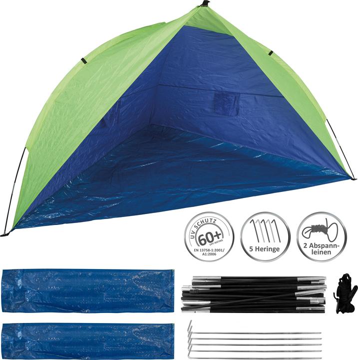 Produktbild Idena 40000 - Strandmuschel UV Schutz 60+, ca. 2,4 x 1,25 x 1,25 m, leicht und kompakt für den Trans (Strandzelt + Strandmuschel)