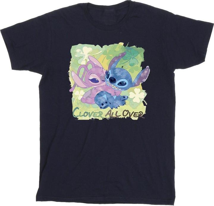Actual product image Disney Mens Lilo And Stitch St Patrick's Day Clover T-Shirt (XL)