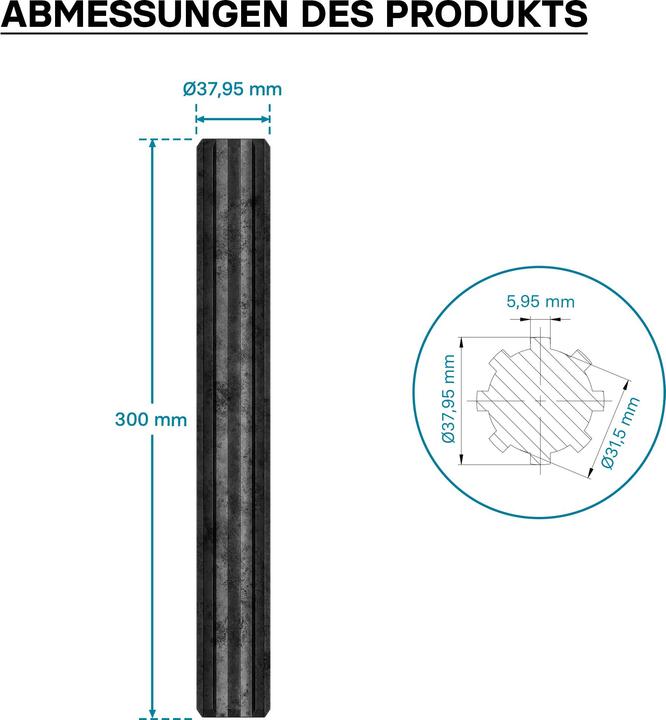 Actual product image Wiltec PTO Spline Shaft GT Type 300mm Multi Spline for PTO Shaft 8-32x38x6 Tractor Attachment (Lawn tractor, Tractor accessories)