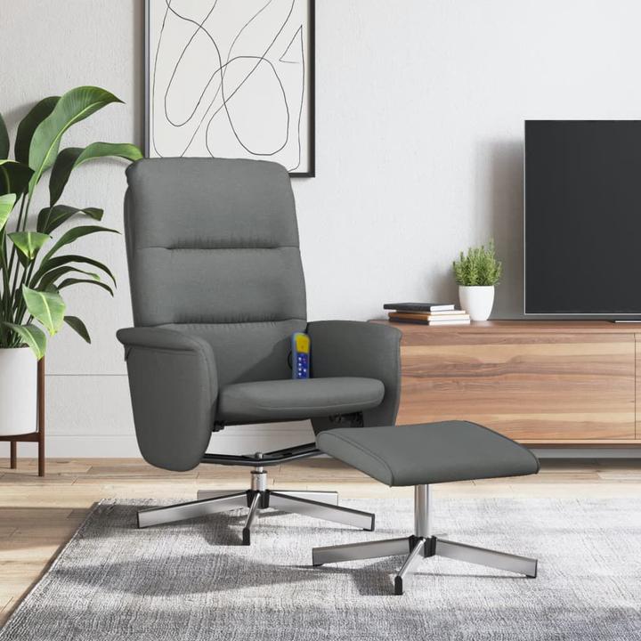 Produktbild VidaXL Massagesessel mit Fusshocker Dunkelgrau Stoff,Farbe
