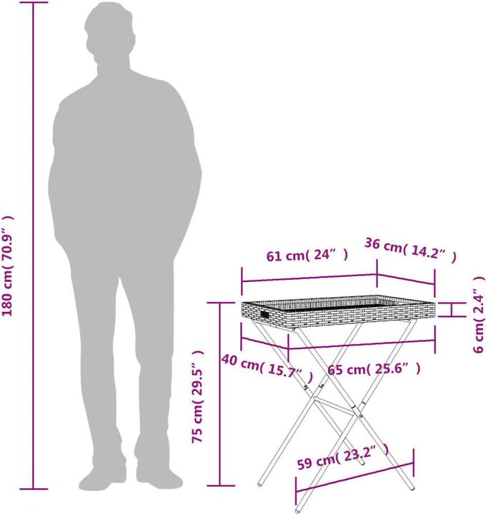 Actual product image VidaXL Folding tray table