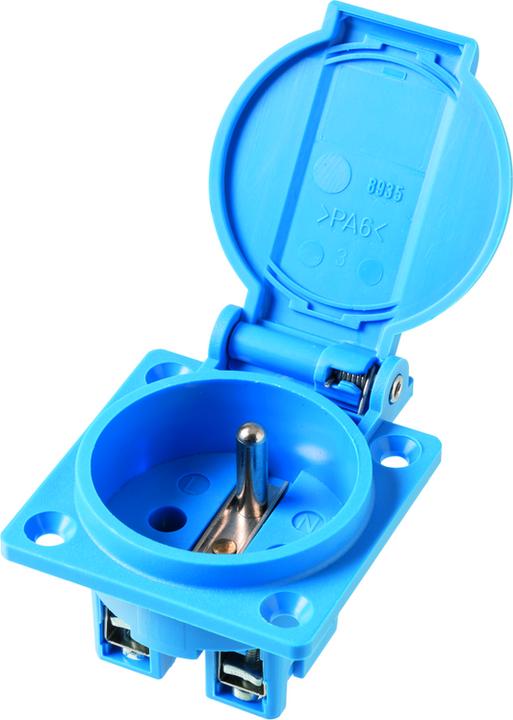 Produktbild Steffen Nass-Einbausteckdose FRANKREICH (16A/250V) ohne Dichtung IP54 bl