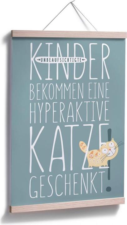 Produktbild Trenddeko Unbeaufsichtigte Kinder bekommen eine hyperaktive Katze geschenkt. (105 x 160 cm)