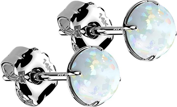 Actual product image Star Piercing Stud earrings 14k white gold with white opal (14k gold)