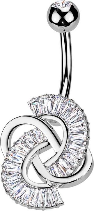 Immagine prodotto Star Piercing Banana d'argento con cristallo a sfera d'argento e cristalli annodati d'argento (Ottone, Acciaio chirurgico 316L)